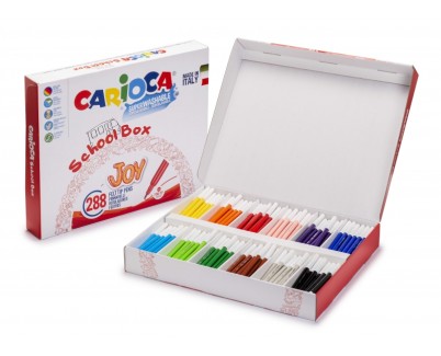 Carioca Joy School Box Pack de 288 Rotuladores - Punta 2.8mm - Tinta Superlavable - Bloqueada y con Tapa Ventilada - Ideal para Colegios - Colores Surtidos