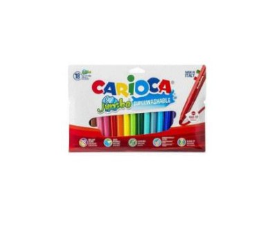 Carioca Jumbo Pack de 18 Rotuladores - Punta 6mm - Superlavable - Colores Surtidos