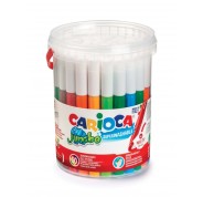 Carioca Jumbo Pack de 50 Rotuladores - Cuerpo Octogonal Maxi - Tinta Superlavable - Punta Maxi 6mm Bloqueada - Tapa Ventilada - Color Varios