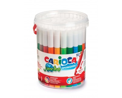 Carioca Jumbo Pack de 50 Rotuladores - Cuerpo Octogonal Maxi - Tinta Superlavable - Punta Maxi 6mm Bloqueada - Tapa Ventilada - Color Varios