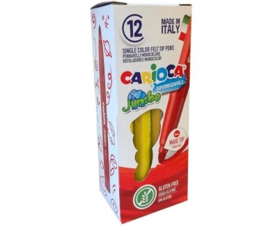 Carioca Jumbo Rotulador - Cuerpo Octogonal Maxi - Tinta Superlavable - Punta Maxi 6mm Bloqueada - Tapa Ventilada - Color Amarillo