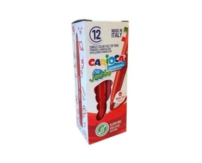 Carioca Jumbo Rotulador - Cuerpo Octogonal Maxi - Tinta Superlavable - Punta Maxi 6mm Bloqueada - Tapa Ventilada - Color Rojo