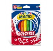 Carioca Magic Markers Pack de 10 Rotuladores Magicos Erasable - Tinta Magica Cambia de Color - Incluye Rotulador Magink para Borrar - Punta Maxi Bloqueada y con Tapa Ventilada - Color Varios