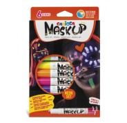 Carioca Mask Up Neon Pack de 6 Colores para la Piel en Barra Neon - Ideales para Fiestas - Fluorescentes con Luz Ultravioleta - Brillantes y Lavables - 2 Tutoriales Incluidos - Colores Surtidos
