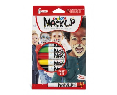 Carioca Mask Up Party Pack de 6 Colores para la Piel en Barra - Colores Brillantes - Lavables - Base Agua - Incluye 2 Tutoriales Paso a Paso - Color Varios