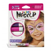 Carioca Mask Up Princess Pack de 3 Colores para la Piel - Colores Brillantes - Lavables - Base Agua - Incluye Dos Tutoriales Paso a Paso - Colores Rosa, Violeta y Blanco