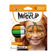 Carioca Mask Up Pumpkin Pack de 3 Colores para la Piel - Colores Brillantes - Lavables - Base Agua - Incluye Dos Tutoriales Paso a Paso - Colores Naranja, Verde y Negro
