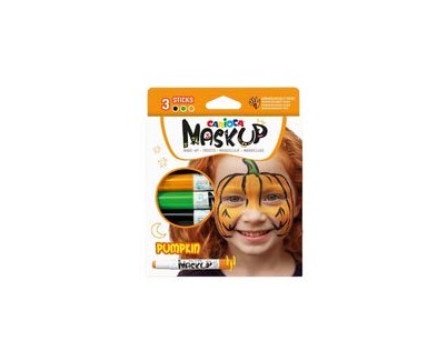 Carioca Mask Up Pumpkin Pack de 3 Colores para la Piel - Colores Brillantes - Lavables - Base Agua - Incluye Dos Tutoriales Paso a Paso - Colores Naranja, Verde y Negro