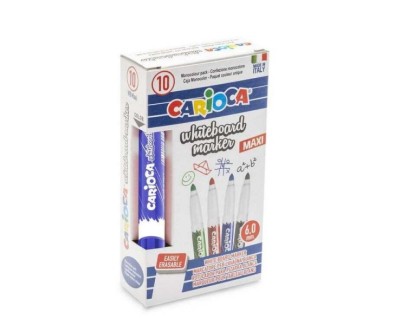 Carioca Maxi Rotulador para Pizarra Blanca - Tapa con Clip - Se Borra Facilmente - Se Seca Rapidamente - Punta de Ø 6mm - Color Azul
