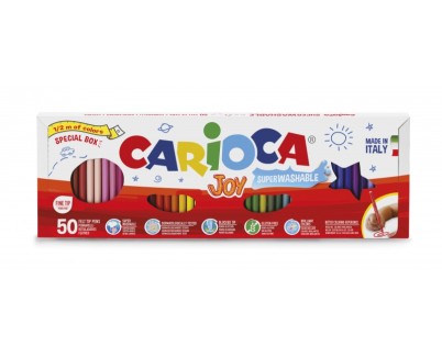 Carioca Medio Metro Pack de 50 Rotuladores - 36 Colores Diferentes - Tinta Superlavable - Punta Fina Bloqueada - Tapa Ventilada - Colores Surtidos