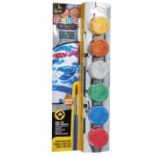 Carioca Metallic Pack de 6 Temperas en Botes de 25ml + Pincel - Superlavables - Mezclables - Colores Metallic Surtidos