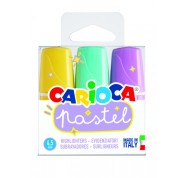Carioca Minilight Pack de 3 Subrayadores Pastel - Tinta a Base de Agua y Lavable - Punta Biselada - Color Varios