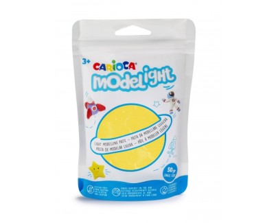 Carioca Modelight Pack de Pasta de Moldear Super Ligera - Elastica y Maleable - Se Seca al Aire - No Ensucia las Manos - Colores Brillantes y Mezclables - Color Amarillo