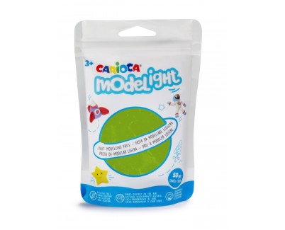Carioca Modelight Pack de Pasta de Moldear Super Ligera - Elastica y Maleable - Se Seca al Aire - No Ensucia las Manos - Reutilizable con Agua - Color Verde