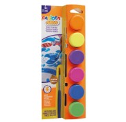 Carioca Neon Pack de 6 Temperas en Botes de 25ml + Pincel - Superlavables - Mezclables - Colores Neon Surtidos