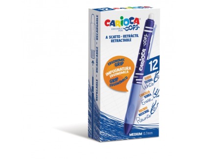 Carioca Oops Boligrafo Borrable Retractil - Tinta Termo Sensible - Empu&ntilde;adura Ergonomica Triangular - Punta de &Oslash; 0.7mm - Recambios Compatibles - Color Azul