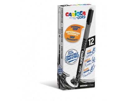 Carioca Oops Boligrafo Borrable - Tinta Termo Sensible - Empu&ntilde;adura Ergonomica Triangular - Punta de &Oslash; 0.7mm - Doble Goma - Color Negro