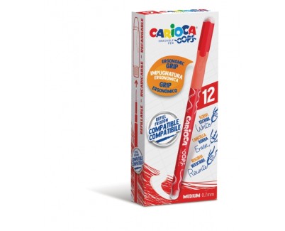 Carioca Oops Boligrafos Borrables - Tinta Termo Sensible - Empu&ntilde;adura Ergonomica Triangular - Punta de &Oslash; 0.7mm - Doble Goma - Color Rojo