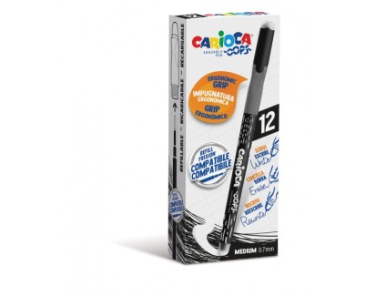 Carioca Oops Boligrafos Borrables - Tinta Termo Sensible - Empuñadura Ergonomica Triangular - Punta de Ø 0.7mm - Doble Goma - Color Negro