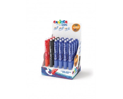 Carioca Oops Expositor de 24 Boligrafos Borrables Retractiles - Tinta Termo Sensible - Empu&ntilde;adura Ergonomica Triangular - Punta de &Oslash; 0.7mm - Doble Goma - Recambios Compatibles - Colores Surtidos