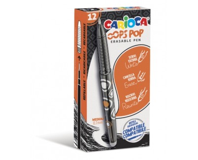Carioca Oops Pop Boligrafos Borrables - Termo Sensible - Empu&ntilde;adura Texturizada - Punta de &Oslash; 0.7mm - Doble Goma - Recambios Compatibles - Color Negro