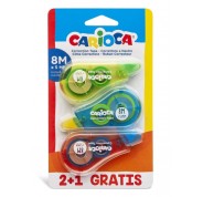 Carioca Pack Corrector de Cinta 2+1 - Cubriente - Se Puede Volver a Escribir Enseguida - Ideal para Cualquier Tipo de Papel - Color Varios