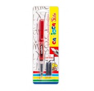 Carioca Pack de 1 Pluma Estilografica + 2 Cartuchos - Cartuchos Estandar de Tinta Azul - Escritura Suave y Precisa - Color Rojo