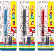 Carioca Pack de 1 Pluma Estilografica + 2 Cartuchos - Cartuchos Estandar de Tinta Azul - Escritura Suave y Precisa - Colores del Cuerpo Surtidos Aleatorios