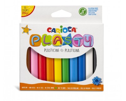 Carioca Pack de 10 Plastilinas - Facil de Usar - No Se Seca - Reutilizable - Colores Brillantes y Mezclables - Libre de Gluten - Color Varios