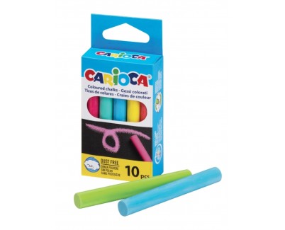 Carioca Pack de 10 Tizas Estandar - sin Polvo - Colores Brillantes - Lavables - Faciles de Borrar - Color Varios