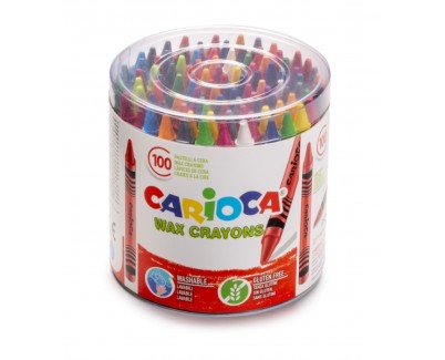 Carioca Pack de 100 Ceras - Colores Brillantes - Lavables - Cuerpo de &Oslash; 8mm - Colores Surtidos