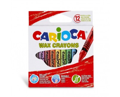 Carioca Pack de 12 Ceras Pastel - Colores Brillantes - Lavables - Cuerpo de Ø 8mm - Colores Surtidos