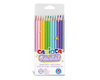 Carioca Pack de 12 Lapices de Madera Pastel - Colores Pastel - Cuerpo Hexagonal - Colores Brillantes y Lavables - Escritura Blanda - Mina Ø 3.3mm Segura y Resistente a las Caidas - Color Varios