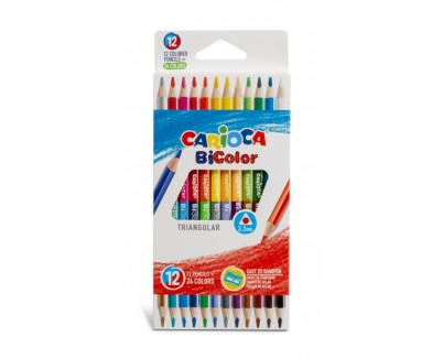 Carioca Pack de 12 Lapices Triangulares - Mina de Alta Calidad - Alta Resistencia a la Rotura - Facil de Sacar Punta - Colores Brillantes y Lavables - Gran Cobertura - Color Varios