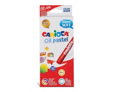 Carioca Pack de 12 Pasteles al Oleo - Maxi Cuerpo Ø 10mm - Lavables - Resistentes a la Luz - Faciles de Mezclar - Uso en Papel, Carton, Tela y Madera - Colores Surtidos