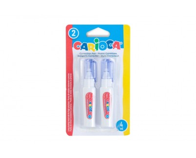 Carioca Pack de 2 Mini Boligrafos Correctores - Punta de Metal Resistente y Precisa - Apto para Todo Tipo de Papel - Secado Rapido - Color Blanco