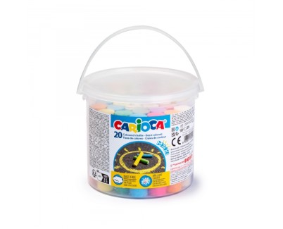 Carioca Pack de 20 Tizas Maxi Bote con Asa - sin Polvo - Colores Brillantes - Lavables - Faciles de Borrar - Color Varios