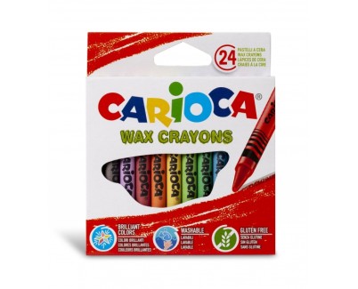 Carioca Pack de 24 Ceras Pastel - Colores Brillantes - Lavables - Cuerpo de Ø 8mm - Color Varios