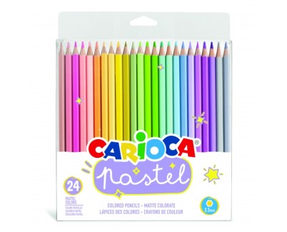 Carioca Pack de 24 Lapices de Madera - Colores Pastel - Cuerpo Hexagonal - Colores Brillantes y Lavables - Escritura Blanda - Mina Segura y Resistente a las Caidas - Color Varios