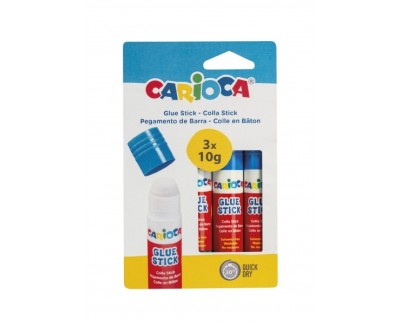 Carioca Pack de 3 Pegamentos de Barra - Ideal para Casa, Colegio y Oficina - Pega Papel, Fotos y Tejidos - sin Disolventes - Color Varios