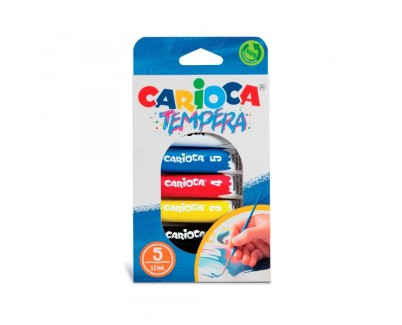 Carioca Pack de 5 Tubitos de Tempera de 12ml - Colores Superlavables - Alto Poder Cubriente - Aplicable en Materiales Porosos - Colores Surtidos