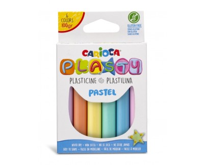 Carioca Pack de 6 Plastilinas Colores Pastel - Facil de Usar - No Se Seca - Reutilizable - Colores Brillantes y Mezclables - Libre de Gluten - Color Varios