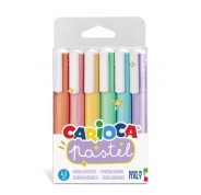 Carioca Pack de 6 Subrayadores Pastel - Tinta a Base de Agua - Punta Biselada - Tinta Lavable - Color Varios