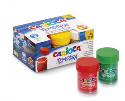 Carioca Pack de 6 Vasitos de Tempera - Colores Superlavables - Alto Poder Cubriente - Se Aplica en Materiales Porosos - Color Varios