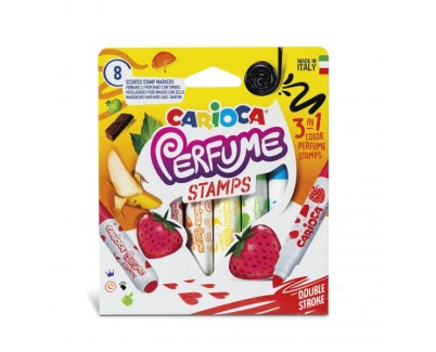Carioca Pack de 8 Rotuladores Perfumados Doble Punta - Tinta Perfumada y Lavable - Aromas Naturales - Libre de Sustancias Alergenicas - Punta Bloqueada y Conica para Doble Trazo - Color Varios