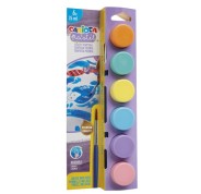 Carioca Pastel Pack de 6 Temperas en Botes de 25ml + Pincel - Superlavables - Mezclables - Colores Pastel Surtidos