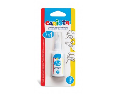 Carioca Pen & Brush Corrector 2 en 1 - Boligrafo y Pincel - Pincel de Nylon Suave y Preciso - Punta Metalica de Precision - Secado Rapido - Color Blanco