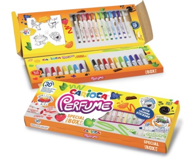 Carioca Perfume Pack de 30 Rotuladores Perfumados - 12 Punta Media, 10 Punta Maxi y 8 Punta Maxi y Punta con Sellos - Ideales para Dibujar y Colorear - Colores Surtidos