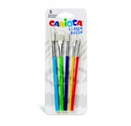 Carioca Pinceles Pack de 5 Pinceles - Nylon - Cerdas Suaves y Duraderas - Perfectos para el Cole - 5 Tamaños Diferentes - Color Varios