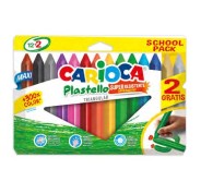 Carioca Plastello Maxi Pack de 12+2 Plasticeras Triangulares - Brillantes y Lavables - Colores Surtidos
